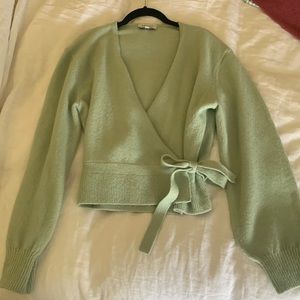 Mint green wrap sweater